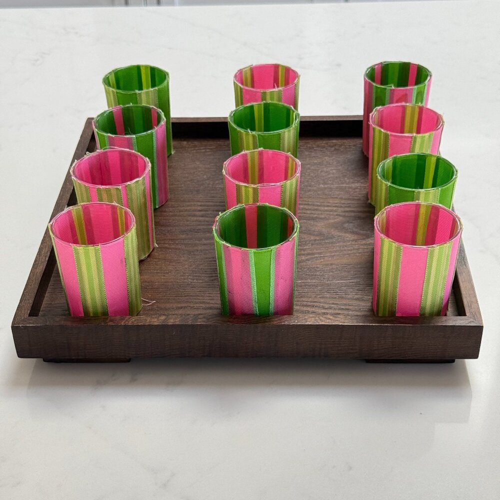Grosgrain Votives and Wood Tray